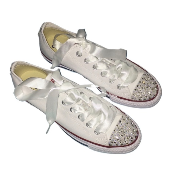 Diamonds & Pearls Low Top Original Converse Sizes 5-14 New With Ribbon Laces New - Picture 1 of 14